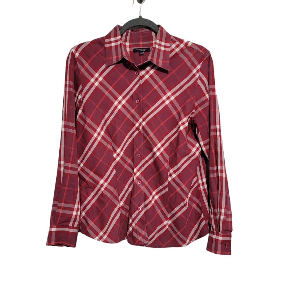 Burberry Red Plaid Button Down Shirt